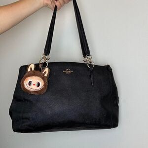 Coach Christie Carryall Black Crossgrain Leather Satchel Bag